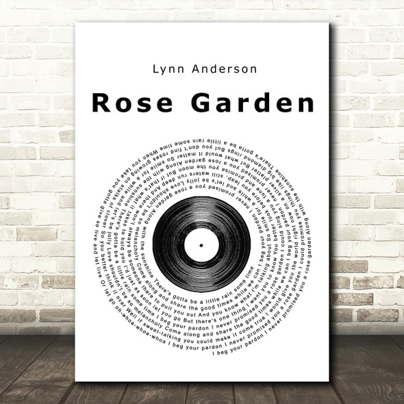 Lynn Anderson Rose Garden Vinyl Record Song Lyric Quote Print