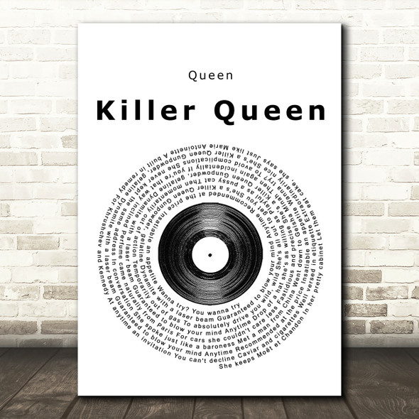 Queen Killer Queen Vinyl Record Song Lyric Quote Print