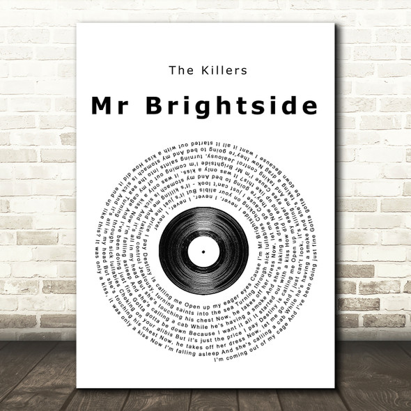 The Killers Mr Brightside Vinyl Record Song Lyric Quote Print