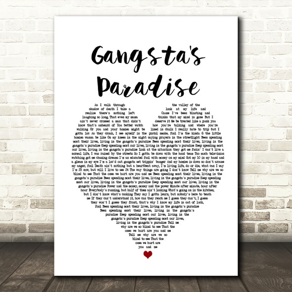 Coolio Gangsta's Paradise Heart Song Lyric Quote Print
