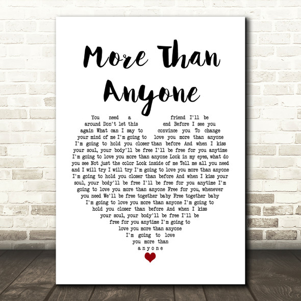 Gavin DeGraw More Than Anyone Heart Song Lyric Quote Print