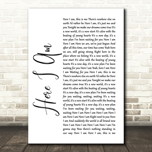 Bryan Adams Here I Am White Script Song Lyric Quote Print