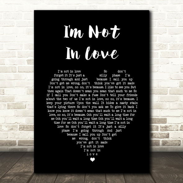 10cc I'm Not In Love Black Heart Song Lyric Framed Print