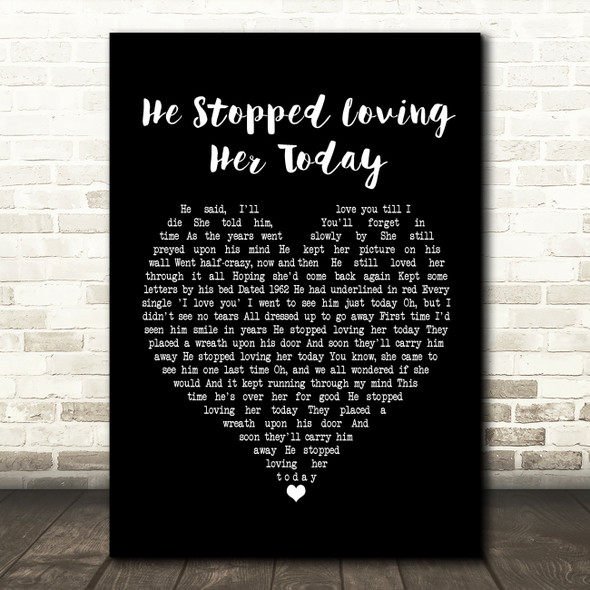 George Jones He Stopped Loving Her Today Black Heart Song Lyric Framed Print