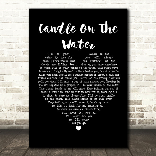 Helen Reddy Candle On The Water Black Heart Song Lyric Framed Print