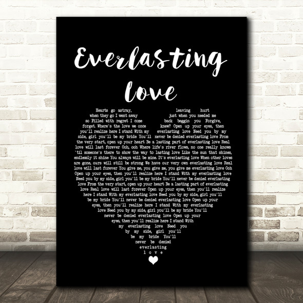 Love Affair Everlasting Love Black Heart Song Lyric Framed Print