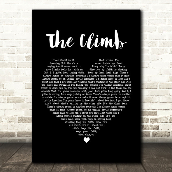 Miley Cyrus The Climb Black Heart Song Lyric Framed Print