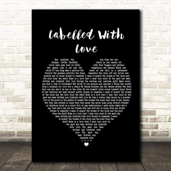 Squeeze Labelled With Love Black Heart Song Lyric Framed Print