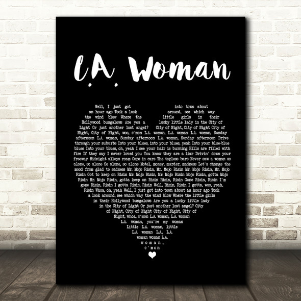 The Doors L.A. Woman Black Heart Song Lyric Framed Print
