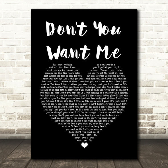 The Human League Don't You Want Me Black Heart Song Lyric Framed Print
