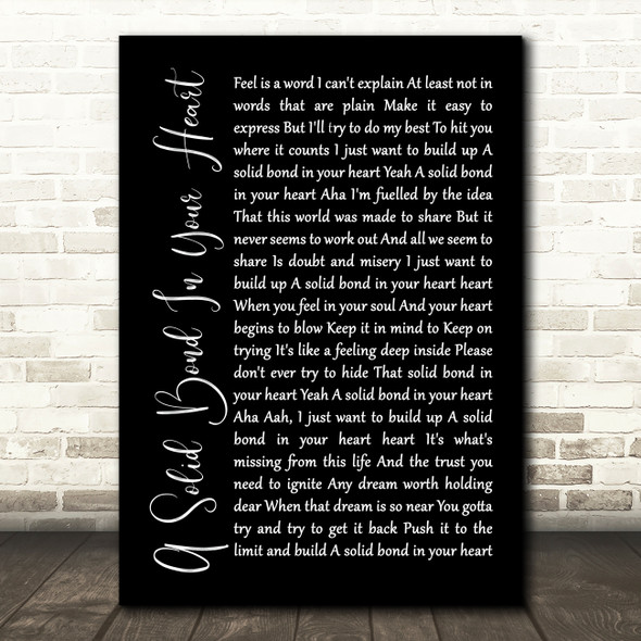 The Style Council A Solid Bond In Your Heart Black Script Song Lyric Framed Print