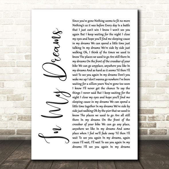James Morrison In My Dreams White Script Song Lyric Framed Print