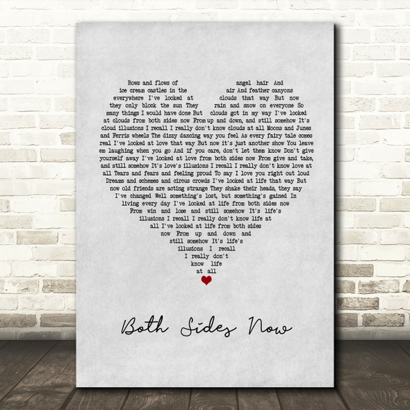 Joni Mitchell Both Sides Now Grey Heart Song Lyric Framed Print