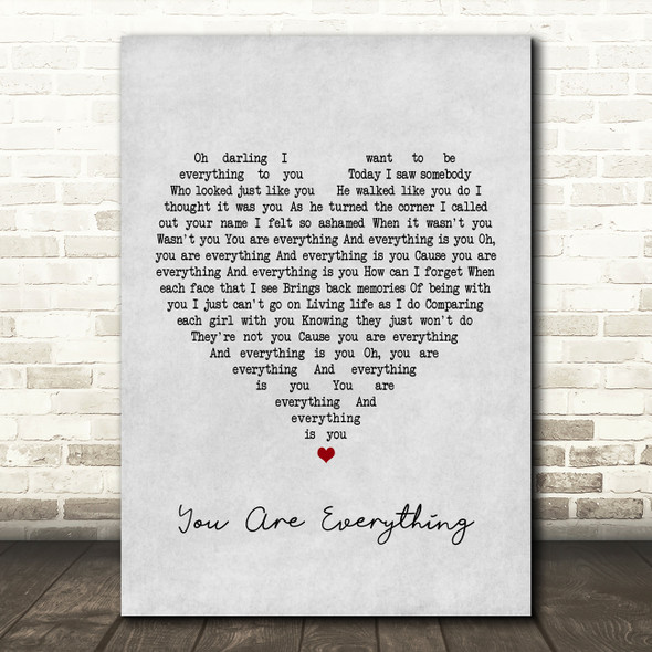 Marvin Gaye You Are Everything Grey Heart Song Lyric Framed Print
