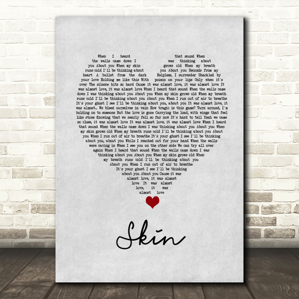 Rag'n'Bone Man Skin Grey Heart Song Lyric Framed Print