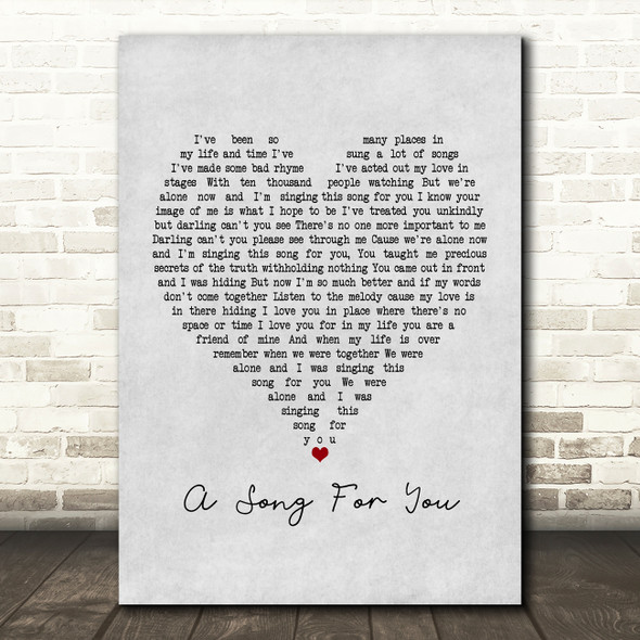 The Carpenters A Song For You Grey Heart Song Lyric Framed Print