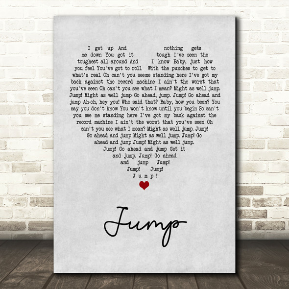 Van Halen Jump Grey Heart Song Lyric Framed Print