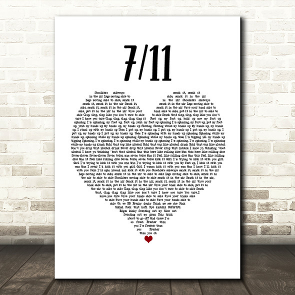 Beyonce Knowles 7 11 White Heart Song Lyric Framed Print