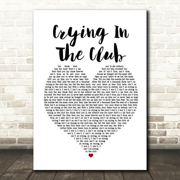 Camila Cabello Crying In The Club White Heart Song Lyric Framed Print
