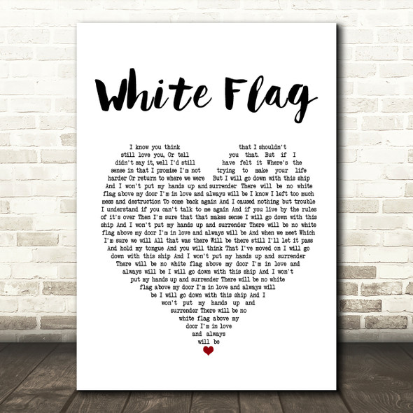 Dido White Flag White Heart Song Lyric Framed Print