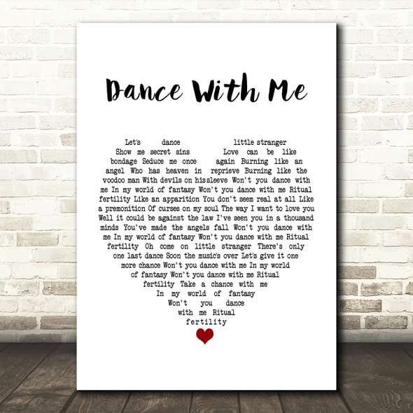 Nouvelle Vague Dance With Me White Heart Song Lyric Framed Print