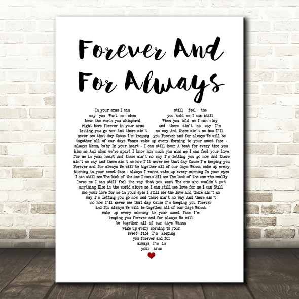 Shania Twain Forever And For Always White Heart Song Lyric Framed Print