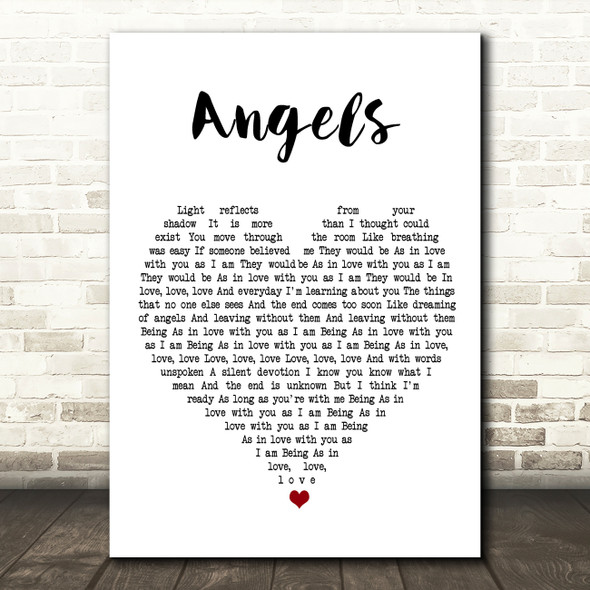 The xx Angels White Heart Song Lyric Framed Print