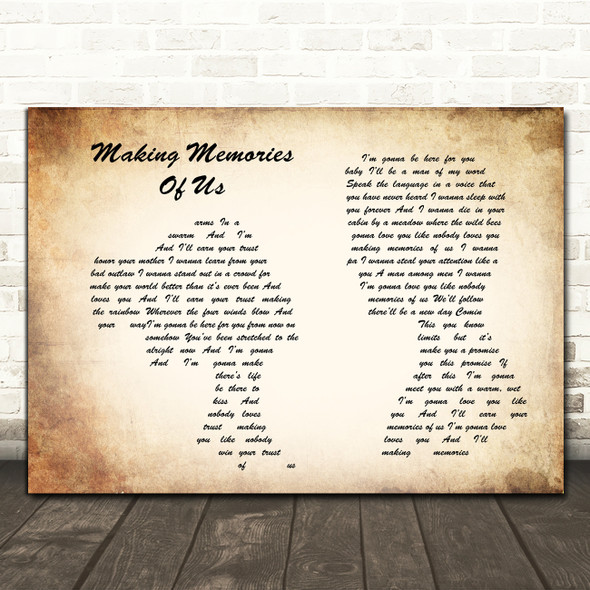 Keith Urban Making Memories Of Us Man Lady Couple Song Lyric Framed Print