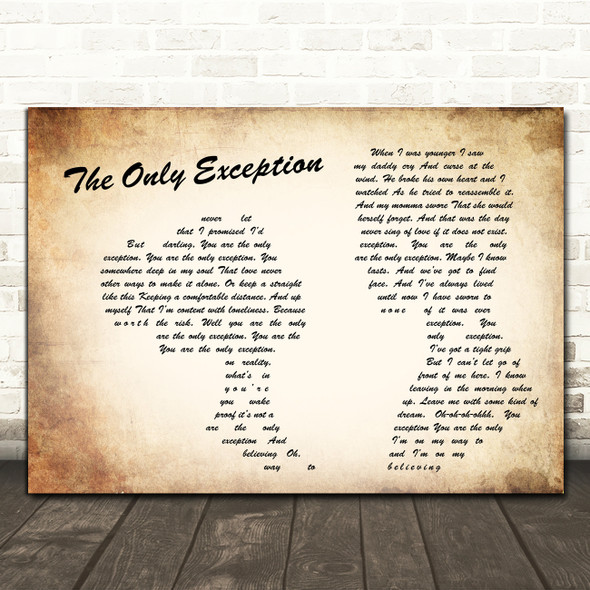 Paramore The Only Exception Man Lady Couple Song Lyric Framed Print