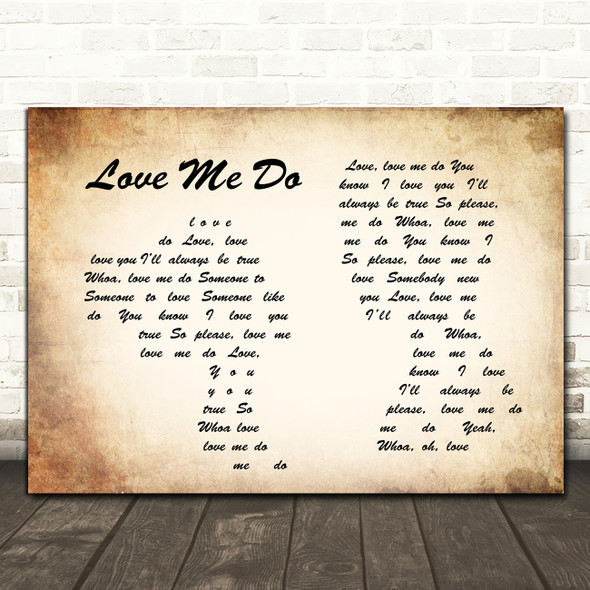 The Beatles Love Me Do Man Lady Couple Song Lyric Framed Print