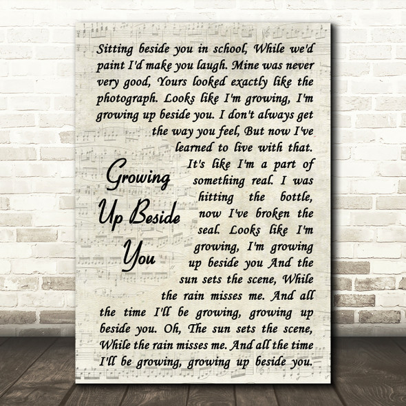 Paolo Nutini Growing Up Beside You Vintage Script Song Lyric Framed Print