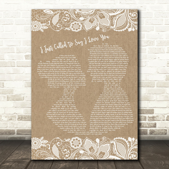 Stevie Wonder I Just Called To Say I Love You Burlap & Lace Song Lyric Print