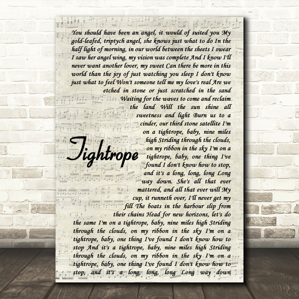 The Stone Roses Tightrope Vintage Script Song Lyric Framed Print