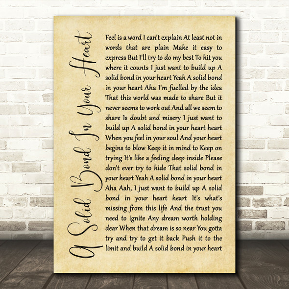 The Style Council A Solid Bond In Your Heart Rustic Script Song Lyric Framed Print