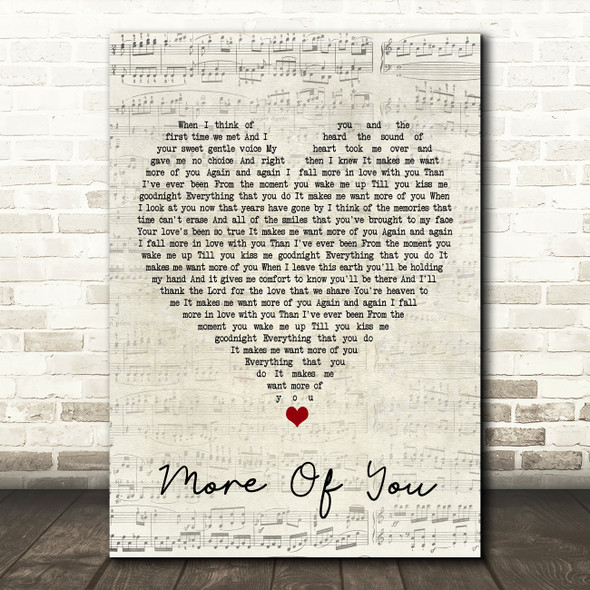 Chris Stapleton More Of You Script Heart Song Lyric Framed Print