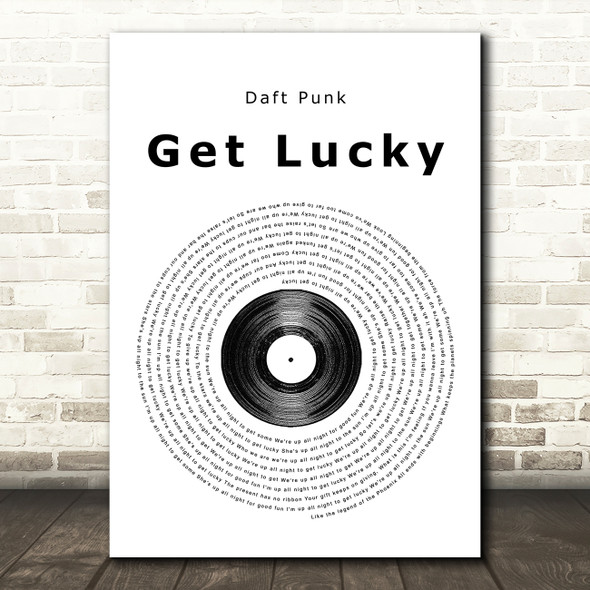 Daft Punk Get Lucky Vinyl Record Song Lyric Framed Print