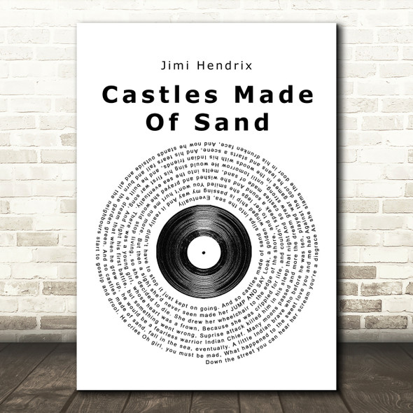 Jimi Hendrix Castles Made Of Sand Vinyl Record Song Lyric Framed Print