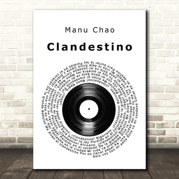 Manu Chao Clandestino Vinyl Record Song Lyric Framed Print