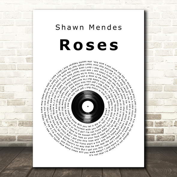 Shawn Mendes Roses Vinyl Record Song Lyric Framed Print