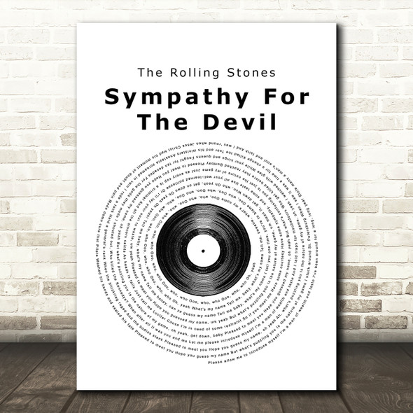 The Rolling Stones Sympathy For The Devil Vinyl Record Song Lyric Framed Print