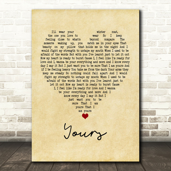 Ella Henderson Yours Vintage Heart Song Lyric Framed Print