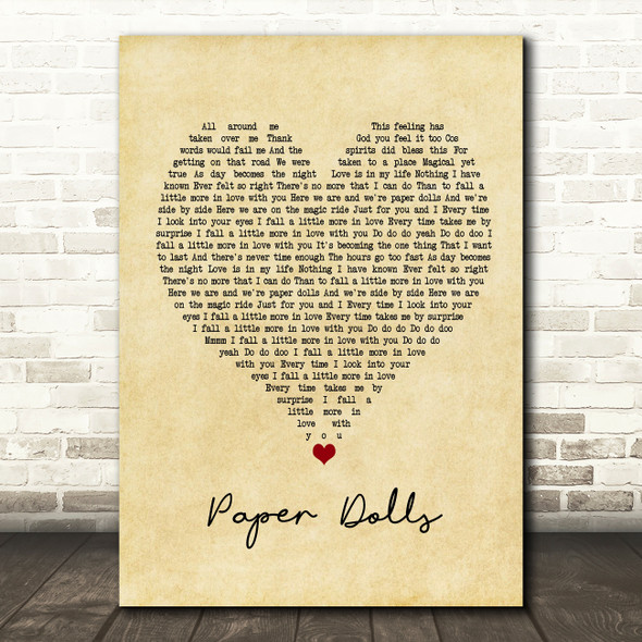Kylie Minogue Paper Dolls Vintage Heart Song Lyric Framed Print