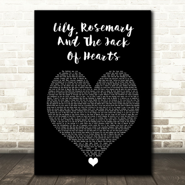 Bob Dylan Lily, Rosemary And The Jack Of Hearts Black Heart Song Lyric Print
