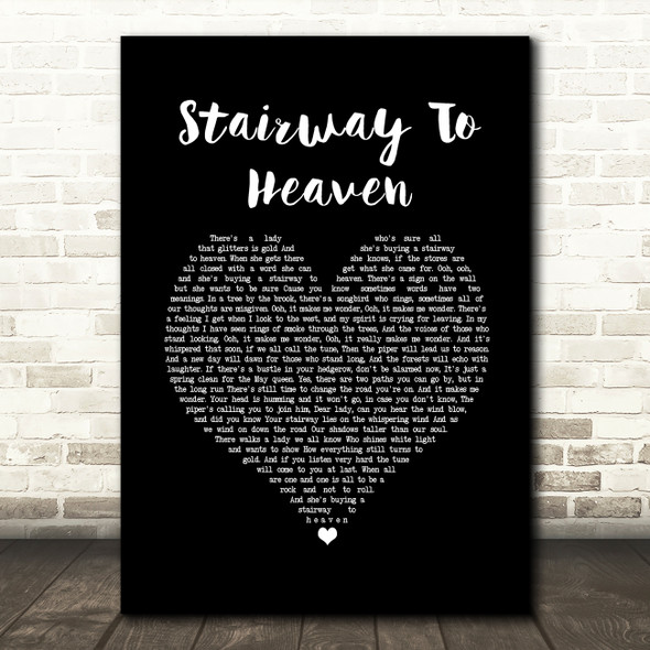 Led Zeppelin Stairway To Heaven Black Heart Song Lyric Print