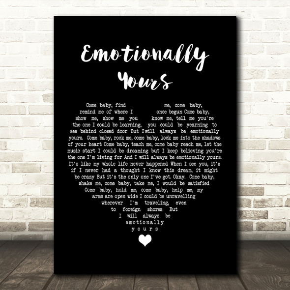 Bob Dylan Emotionally Yours Black Heart Song Lyric Print