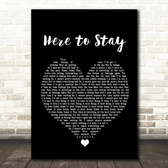 Korn Here to Stay Black Heart Song Lyric Print