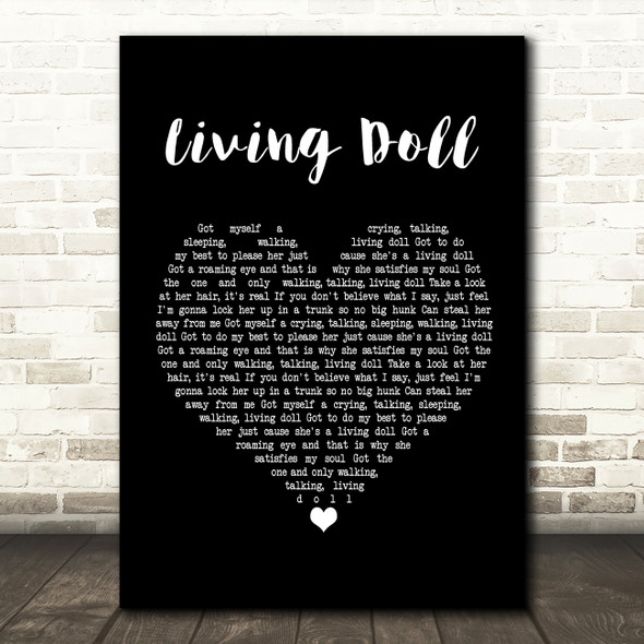 Cliff Richard and The Drifters Living Doll Black Heart Song Lyric Print