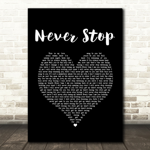 SafetySuit Never Stop Black Heart Song Lyric Print