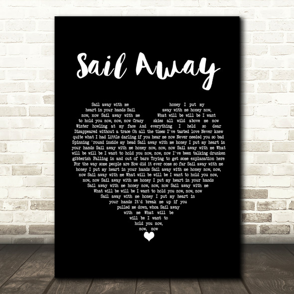 David Gray Sail Away Black Heart Song Lyric Print
