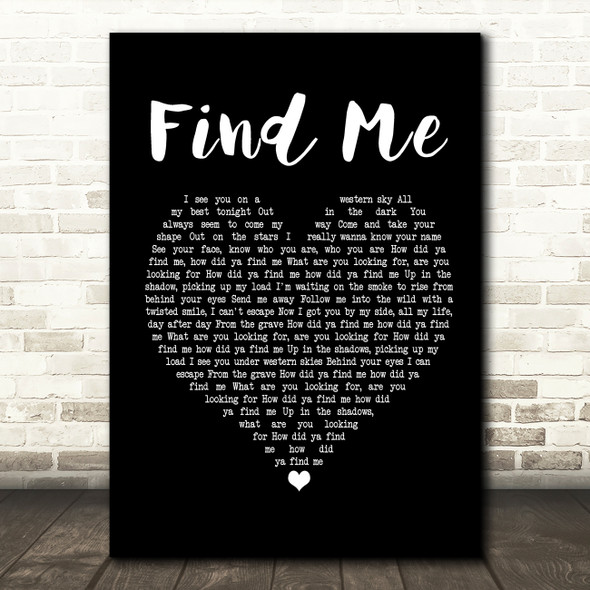 Kings Of Leon Find Me Black Heart Song Lyric Print